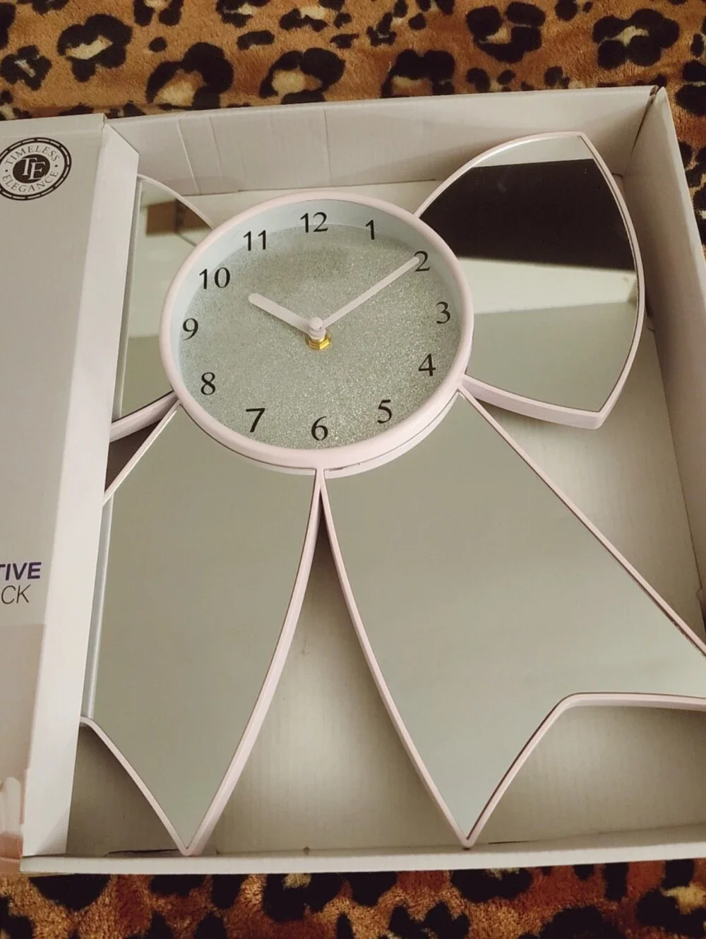 Timeless Elegance Pink Mirrored Flower Wall Clock